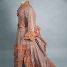 SILK TAFFETA PLAID VISITING DRESS, 1870s