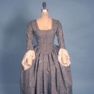 BLUE SILK BROCADE DRESS, c. 1775-1790