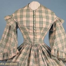 MADRAS PLAID DAY DRESS, LATE 1850s