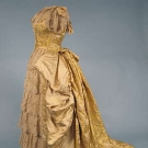 BROCADE &amp; LACE BUSTLE BALLGOWN, 1880s
