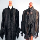 TWO BLACK VELVET DOLMAN MANTLES, 1880s