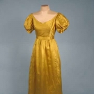 YELLOW SILK SATIN GOWN, ENGLISH, c. 1810