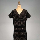 BEADED BLACK VELVET EVENING DRESS, c. 1920