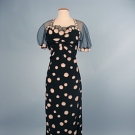 PRINTED SILK BIAS CUT EVENING GOWN, 1930s