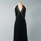 BLACK SILK EVENING GOWN, c. 1940