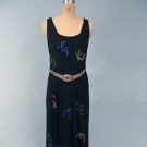 BEADED BLACK CREPE EVENING GOWN, c. 1930