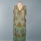 SEAFOAM GREEN &amp; GOLD BEADED DANCE DRESS 1920s
