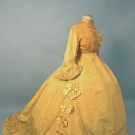 PARIS YELLOW SILK PROMENADE DRESS, c. 1868