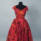 GALANOS CHINE PRINT SILK PARTY DRESS, 1950s