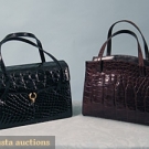 2 ALLIGATOR HANDBAGS, MID 20TH C