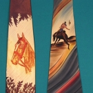 2 WESTERN HAND PAINTED TIES, 1940s
