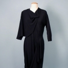 ADRIAN BLACK SILK COCKTAIL DRESS, 1940s