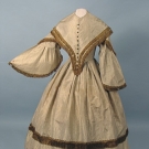 SILK BROCADE EVENING-DAY DRESS, LATE 1850s