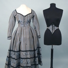 STRIPED SILK DAY DRESS, 1860s