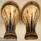 CREAM &amp; BLUE JEWELED SHOE HEELS, 1920s