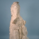 TRAINED SILK ORGANDY WEDDING GOWN, c. 1878