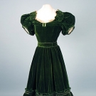 GREEN VELVET EVENING DRESS, 1830s