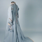 BLUE WOOL TRAINED DRESSING GOWN, 1890s