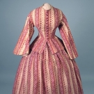 PRINTED WOOL CHALLIS DAY DRESS, 1860