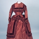 RUST SILK MOIRE DAY DRESS, 1870