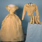 7 PIECE SILK WEDDING DRESS, c. 1865