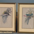 PAIR FRAMED HAT FASHION PRINTS, LATE 18th C