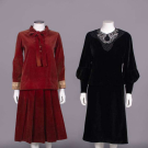 TWO VELVET OR VELVETEEN DAY ENSEMBLES, LATE 1910-1920s