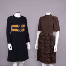 LANVIN &amp; UNLABELED CARDINALI WOOL CREPE DRESSES, PARIS &amp; USA, 1960s