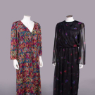 TWO HANAE MORI PRINTED SILK DRESSES, 1980s