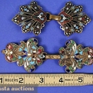 2 CHAMPLEVE ENAMEL CLASPS, c. 1900