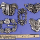 5 ART NOUVEAU SILVER METAL BUCKLES &amp; CLASPS