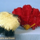 2 OSTRICH FEATHER BRISE FANS, EARLY 20TH C