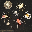 7 SPIDER PINS, 1930-1960s