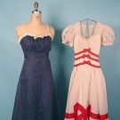2 DOTTED SUMMER GOWNS, 1940s