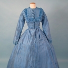 BLUE SILK DAY DRESS, 1860s