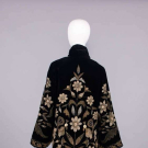 FLOCKED BLACK SILK VELVET EVENING COAT, NEW YORK, 1930