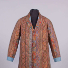 GENTS PRINTED WOOL AT-HOME OR SMOKING ROBE, ORIGINALLY 1860s