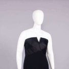 COUTURE CHANEL WOOL CREPE EVENING SHEATH, PARIS, 1970s