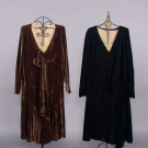 TWO SILK VELVET DAY DRESSES, NEW JERSEY &amp; NEW YORK, 1924 &amp; 1929