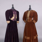 TWO SILK VELVETEEN VISITING DRESSES, 1903 &amp; 1905