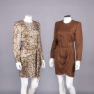 TWO FE ZANDI DAY OR COCKTAIL DRESSES, BEVERLY HILLS, 1980s