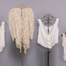 CROCHET LACE JACKET &amp; THREE CORSET COVERS, EARLY 20TH C