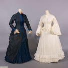 ONE SILK AFTERNOON DRESS &amp; ONE COTTON DAY DRESS, c. 1867 &amp; c. 1878