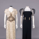 TWO SILK CREPE EVENING DRESSES, c. 1931 &amp; c. 1945