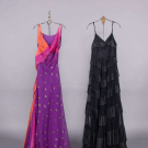 TWO SILK EVENING DRESSES, c. 1933 &amp; c. 1940