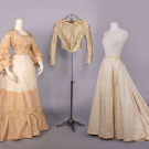 SILK TAFFETA OR FAILLE GOWN ELEMENTS, c. 1843 &amp; 1860s