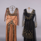 TWO EMBROIDERED EVENING DRESSES FOR SALVAGE OR STUDY, 1919