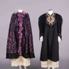 PATTERNED SILK OPERA CAPE &amp; BROADCLOTH EVENING COAT, c. 1900 &amp; c. 1915
