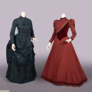 TWO SILK AFTERNOON DRESSES, MID 1880-EARLY 1890s