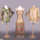 ONE GELATIN PAINTED LACE PARTY DRESS &amp; TWO SILK TOPS, BOSTON, 1914-1930